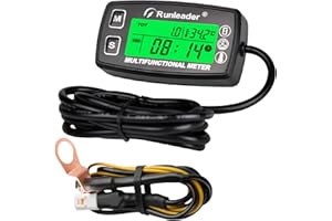 Runleader Digital Tach Hour Meter,Engine Temperature Gauge,Alert RPM & Temp,Backlights Display for Lawn Tractor Compressor Generator Snowmobile Marine Jet Ski Pit Bike