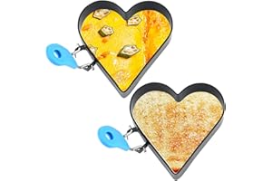 Egg Mold Egg Ring 2Pcs Non-Stick 4 Inch Heart Shaped Rings for Frying Eggs with Silicone Handle, Stainless Steel Mold for Bre