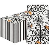 Horaldaily 100Pcs Halloween Paper Napkins, Scary Themed Cobweb | Halloween Theme, for Party Dinner Lunch Kitchen Bathroom, Disposable Decorative Guest Hand Towels