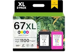 JANMORE 67XL Printer Ink Cartridge High Yield Replacement for HP Ink 67 XL for HP DeskJet 1255 2755 2722 2700e Plus 4152 4155 Envy 6052 Pro 6052 6455 (1 Black, 1 Color)