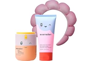 EVEREDEN Happy Morning DUO Kids Spa Headband for Girls: Clean & Vegan Skin Care Bundle | Cloud Face Wash + SPF 20 Mineral Face Cream | Non-Toxic | Easy-to-Use Skincare
