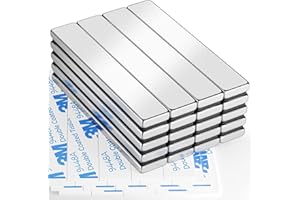 GRTARD 20Pack Magnets Bar Magnet Strips Permanent Rare Earth Magnets with Double-Sided Adhesive for Fridge, Garage, Kitchen, Science, Craft, Office