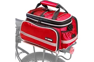 Homa Rear Seat Trunk Bag, Waterproof Multi Function Bicycle Panniers Bike Rear Bag Carrying Luggage Package Rack Panniers with Rainproof Cover (Red)