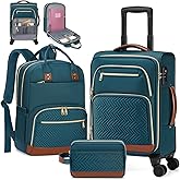 RAINSMORE Carry On Luggage 22x14x9 Airline Approved, 20 Inch Softside Suitcases with Wheels, 3 Piece Luggage Sets, Rolling Carry On Suitcase with TSA Lock for Travel Weekender