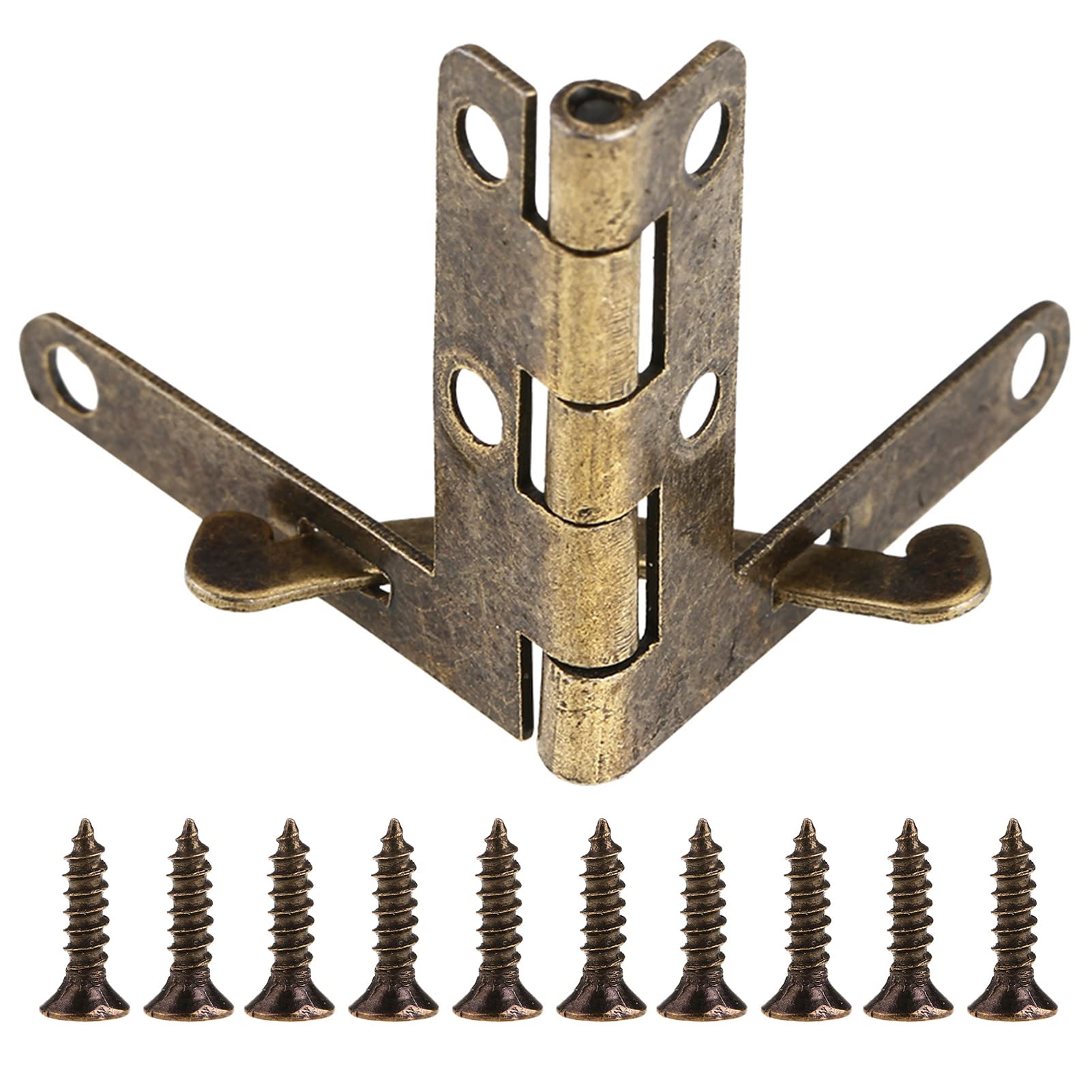 Hinge, 20Pcs 33 * 30mm L Shape Hinges 90° Opening Angle Vintage Color Spring Hinges ForJewelry Case, Wine Bottle Case, Watch Box and Gift Case, Railings (Bronze)