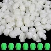 CCINEE 100Pcs Glow in The Dark Mini Skull Heads Miniature Figurines - Plastic Halloween Decorations for DIY Crafts, Home Prank Props, Party Favors