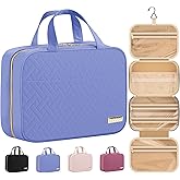 HOTOR Travel Toiletry Bag - Hanging Toiletry Bag for Women & Men, Makeup Bag/Big Comparment, Waterproof for Travel Accessories, Travel Essentials, Medium, Aegean-Blue