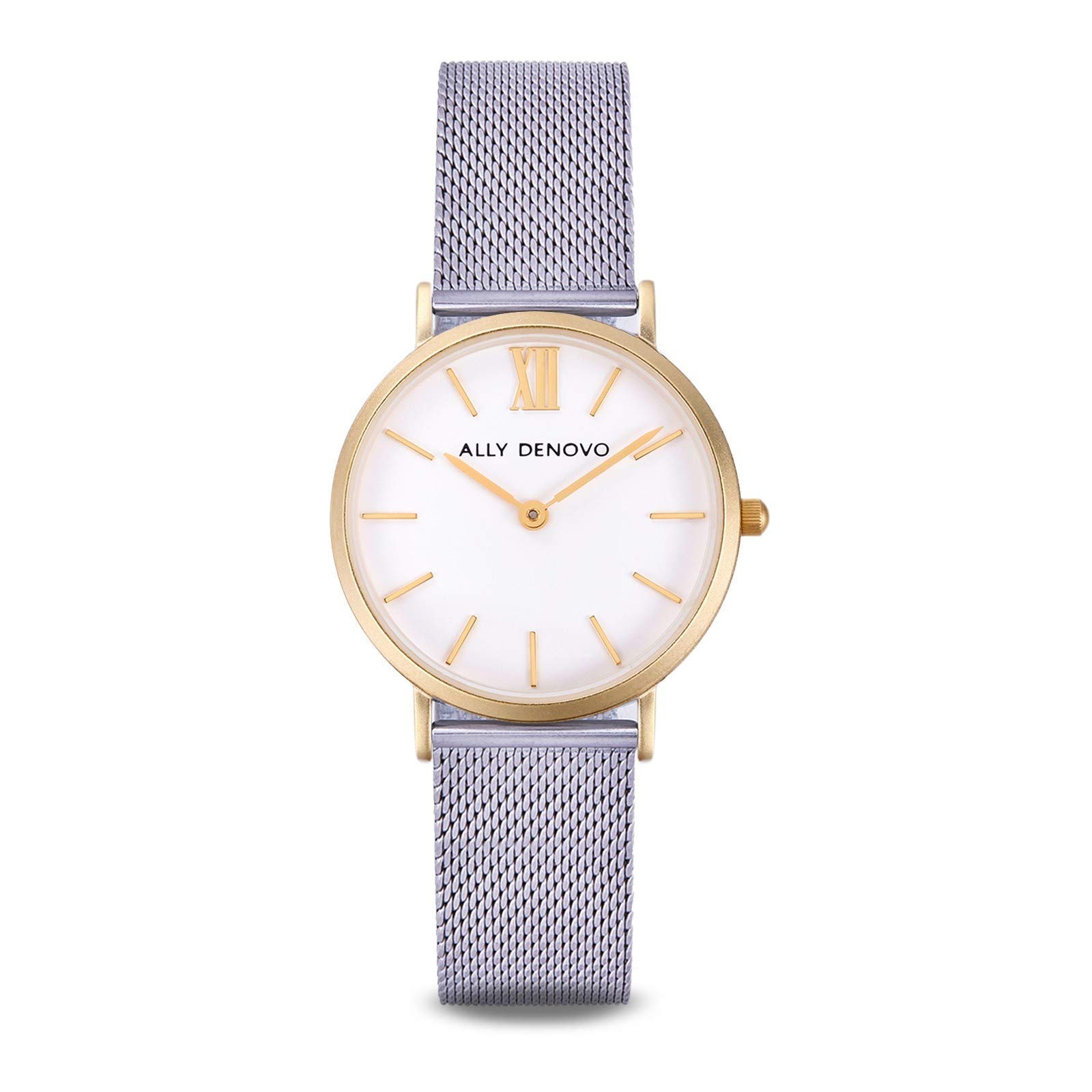 Ally Denovo New Vintage Mini Mesh Women's Watch with Milanese Strap Analogue Stainless Steel AS5005.3, Bracelet