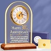 OkiyiD 30th Anniversary Wedding Gifts for Couples, 30 Years of Marriage, Light Up Anniversary Quartz Clock with LED Wooden Base for Home Decor,30th Wedding for Husband Wife, Parents