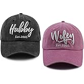 MANMESH HATT Wifey Hubby 2025 Couples Dad Hats Baseball Caps, Embroidered Adjustable Cotton Honeymoon Wedding Baseball Caps