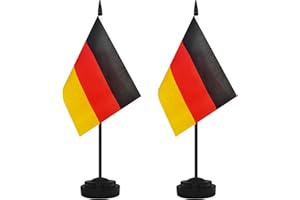 YAMIUO 2 Pack Germany Desk Flag Set, German Desktop Small Miniature Table Office Flag with 12" Black Pole and Black Base, Offices, Classroom, Home, Festival Decoration (Germany)