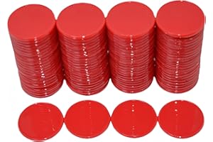 SmartDealsPro 1 inch/25mm Opaque Plastic Learning Counters Mini Poker Chips Games Tokens with Storage Box (Red)
