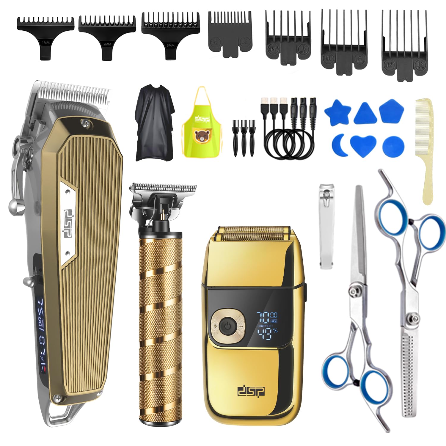 Photo 1 of DSP® Professional Barber Clippers Set for Men - Cordless Bald Shaver Men Clippers and Trimmers Set - All in one Complete Kit
