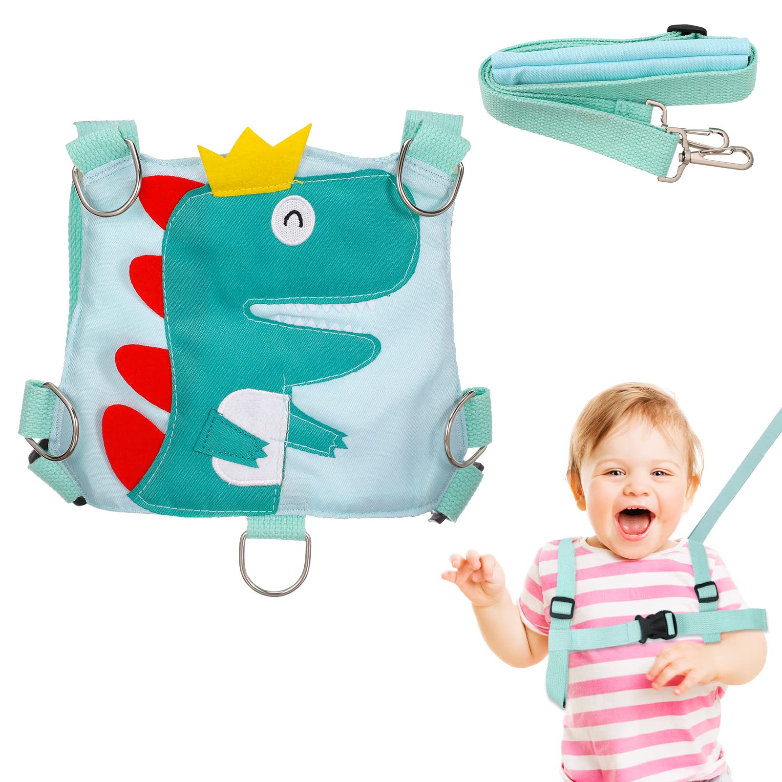 QINREN Toddler Reins Walking Safety Harness for Kids, Dino Baby Reins Safety Leash Baby Toddler Anti Lost Belt Reins for Toddlers Boys and Girls 1-5 Years