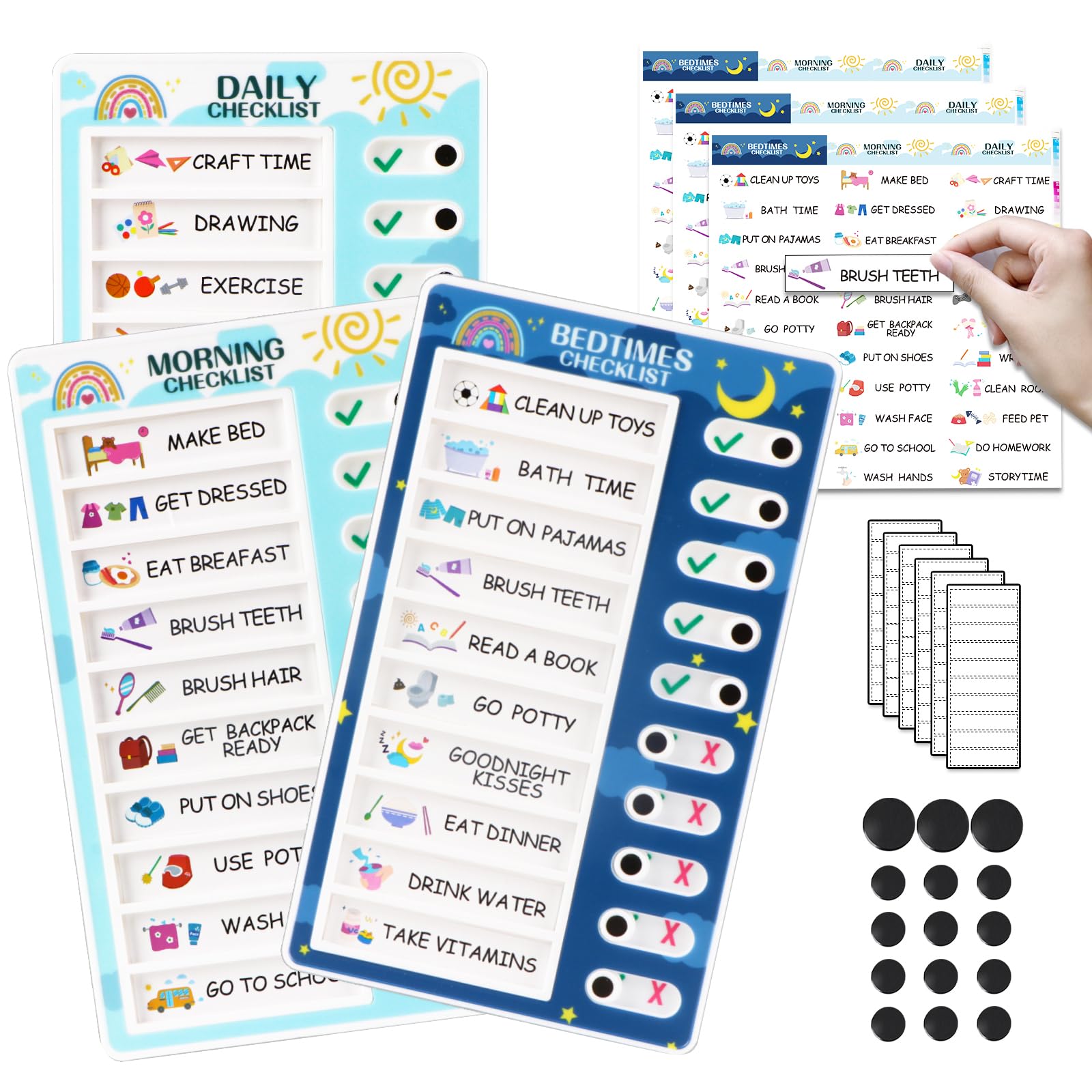 Mua 3 in 1 Bedtime/Morning/Daily Routine Chart for Kids, Magnetic Chore ...
