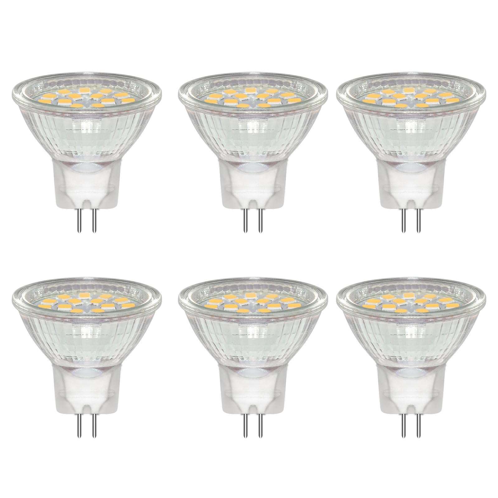 Caldarax 6 Pack MR11 GU4 12V 3W LED Bulb, Natural White 4000K, Equivalent to 30W 20W Halogen Spotlight Bulb, 300LM, GU4 Bi-Pin Base, 120°Beam Angle, Non-Dimmable, for Hallway, Living Room