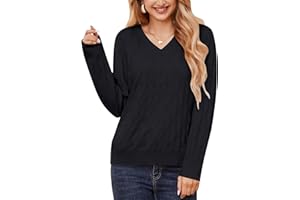 SODTAU Sweaters for Women 2025 Spring Long Sleeve Lightweight Oversized Casual Classic V Neck Fashion Pullover Sweaters