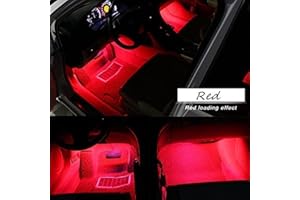 Car Interior Lights, EJ's SUPER CAR 4pcs 36 LED DC 12V Waterproof Atmosphere Neon Lights Strip-Car Auto Floor Lights,Glow Neon Light Strips for All Vehicles (Red)