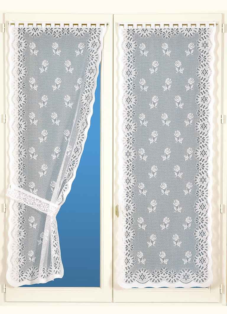 HomeMaison bonne-femme Pair of Curtains With Tie Backs, Polyester, white, 120 x 60 cm