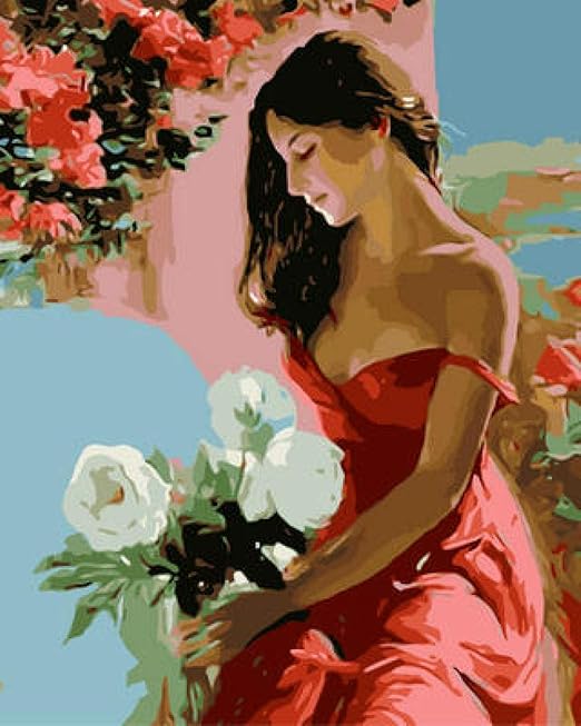 Paint by Numbers for Adults Kids Rose Woman DIY Canvas