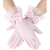 MIREAZW Women's Lace Gloves Tea Party Gloves With Sheer Bow Short Princess Wedding Evening Costume Accessories