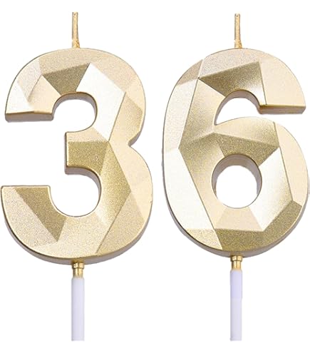Gold Number 33 Birthday Candles - Numeral Cake Topper For 33rd Birthday Party Decor