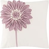 JWH Decorative Flower Throw Pillow Cover 3D Sunflower Pillow Case Velvet Floral Cushion Creamy White Pillowcase for Bed Living Room Couch Chair Decor 18x18 Inches Dusty Pink