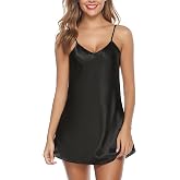 Lovasy Women Satin Nightgown Sexy Lingerie Sleepwear Silk Slip Dress V Neck Negligee Nightie Bridal Babydoll Short Nightwear