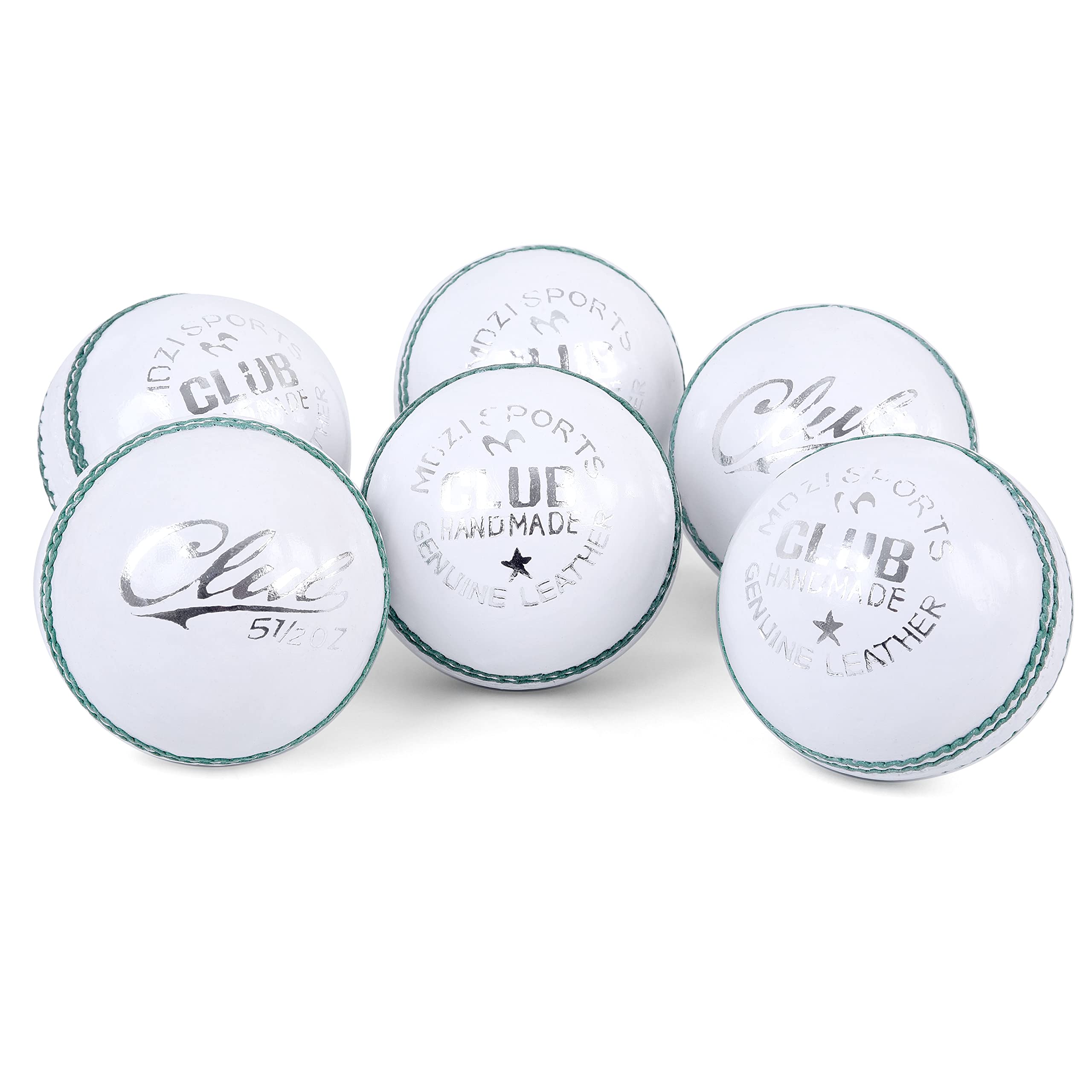 Mozi Sports New County White Hard Cricket Ball Grade A Senior Official Ball Pack Of 6 Weight 5.5oz