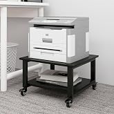 Natwind 2 Tier Laser Printer Stand,20''x20'' Under Desk Printer Cart, Black | Large Printer Table Copier Stand with Wheels, Stand for Heavy Printers,Thickened Steel Tube,Supports 200lbs,for Home Office