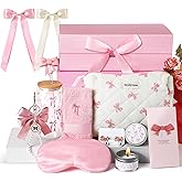 Skylety Pink Bow Gift Baskets for Teen Girls, Women Valentines Galentine's Gifts Trendy Stuff Coquette Teen Girl Birthday Box Gift for Her, Sister Friend Women Sweet 16th 18th 21st Box Set