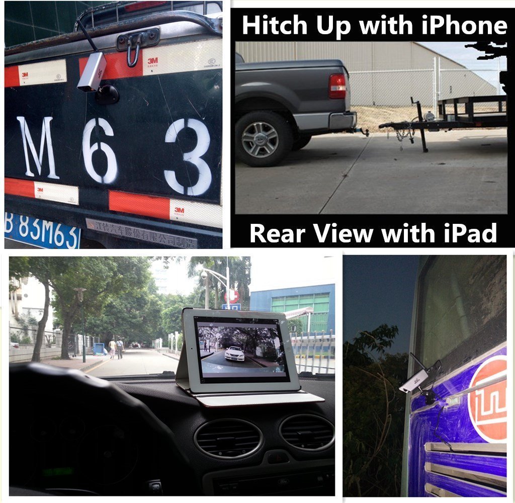 Reversing Camera for Phone Battery Backup Camera WiFi Trailer Camera for Caravan Hitching Rear View with Magnetic Base Night Vision Waterproof Support Android IOS GoPro Tripod Mount-EH04