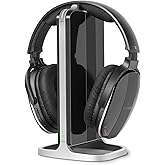 Daysnew Wireless Headphones for Watching TV with Charging Station and RF Transmitter, Comfortable TV Headset for Seniors, Compatible with All TVs, Black and Silver