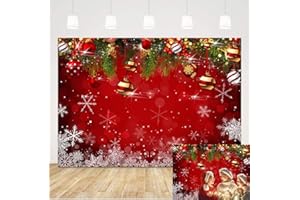 QIAN 7x5ft Snowflake Christmas Photography Backdrop for Winter New Year Eve Family Party Birthday Glitter Bokeh Sparkle Red Xmas Background Newborn Baby Shower Decoration Photo Booth Props