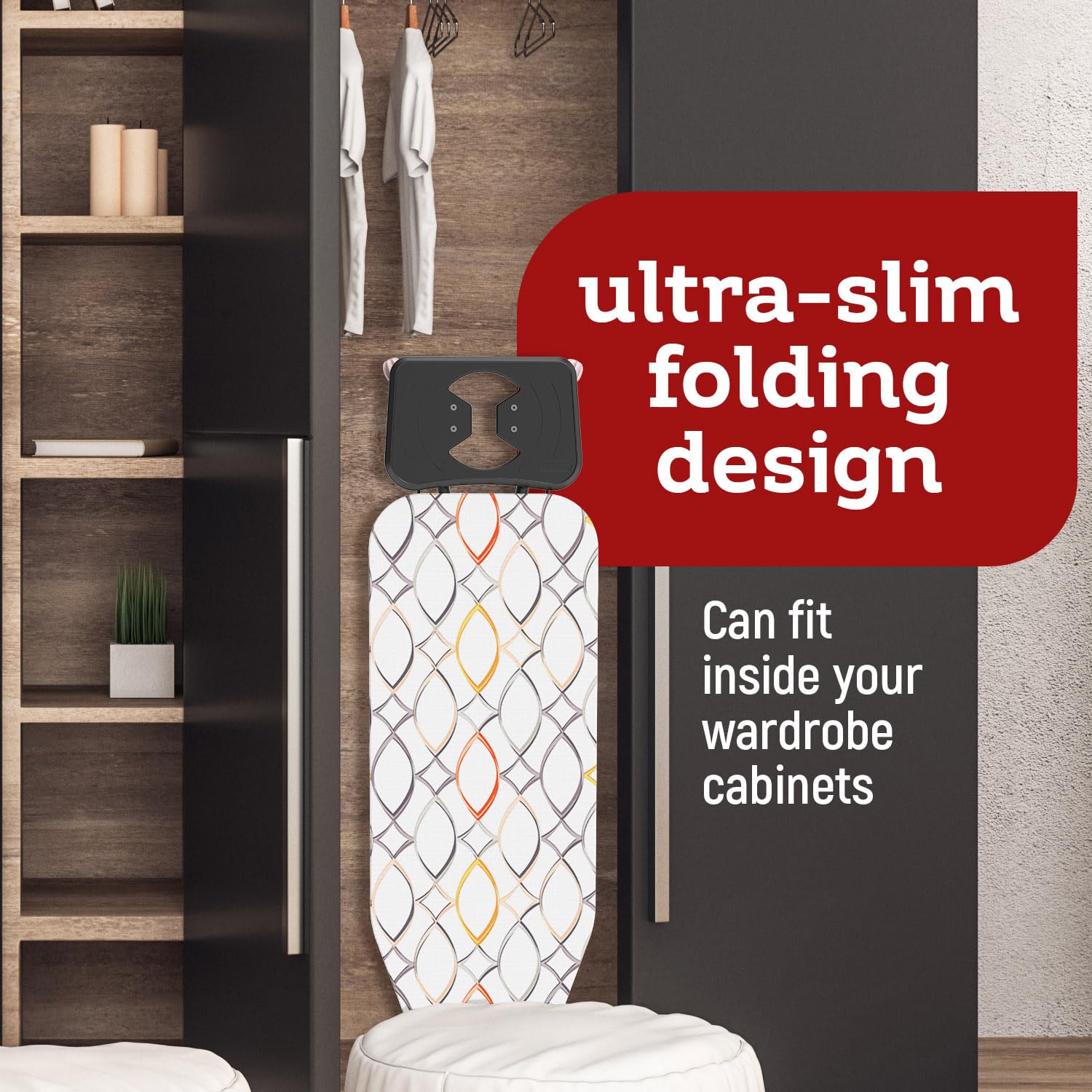 Perilla Big Ironing Board - Durable, Vapor Permeable, and Height Adjustable Iron Board- Heat Resistant Fabric - Metal 4 Legs with Silicone Stoppers - 38 X 110 CM Ironing Surface