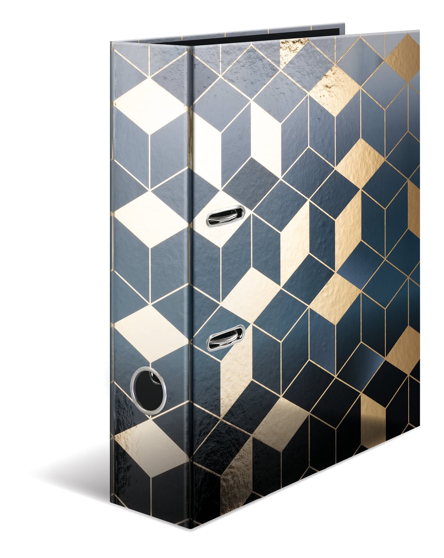 HERMA Lever Arch File Fashion & Style with Cubes Motif, A4, 70 mm Spine, with Inner Print, 1 Folder
