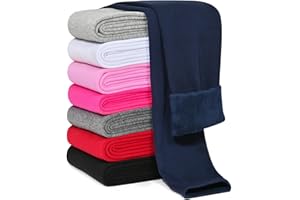 Kiiavoro Girls Fleece Lined Leggings Cotton Kids Winter Warm Leggings Thick Thermal Tights Pants
