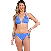 Island Goddess Rouched Halter Bikini Swimsuit Top