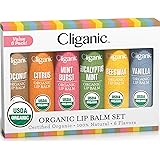 Cliganic USDA Organic Lip Balm Set (4 Packs of 6 Tubes), 100% Natural Moisturizer for Cracked & Dry Lips
