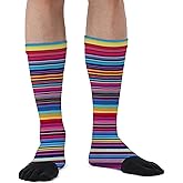 Toe Socks for Men Women Cotton Athletic Running Crew Five Finger Socks Rainbow Stripe Socks