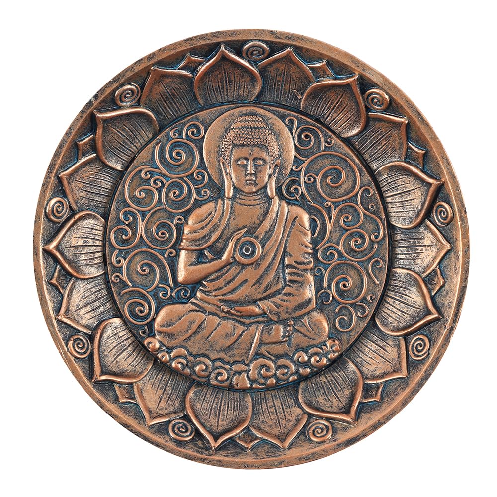 Stunning Antique Copper Buddha Incense Holder Plate - 2.5cm x 12.5cm (1 Pc.) - Intricate Design - Perfect Gift for Spiritual Enthusiasts