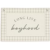 Lacama Long Live Boyhood Banner Baby Boy Nursery Decor, Boy Nursery Decor, Vintage Wall Hanging Flag Decor for Nursery Playroom Toddler Room, Boys Room Decor 30x20 In