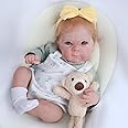 WOOROY Realistic Reborn Baby Dolls - 18-Inch Real Life Newborn Baby Doll with Blonde Hair and Weighted Cloth Body, Lifelike Toddler Dolls Girls with Clothes for Kids Age 3+