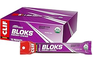 CLIF BLOKS - Mountain Berry Flavor - Energy Chews - Non-GMO - Plant Based - Fast Fuel for Cycling and Running - Quick Carbohydrates and Electrolytes - 2.12 oz. (18 Count)