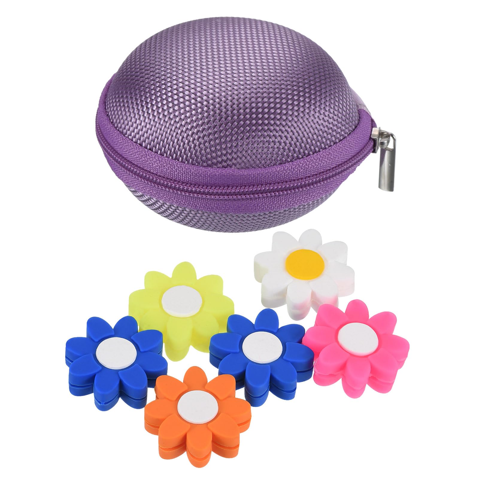 M METERXITY Tennis Vibration Dampener Set - Shock Absorber, Black Gift Case, Apply to Tennis Racket (2.4cm, Blue White Orange Yellow Pink)