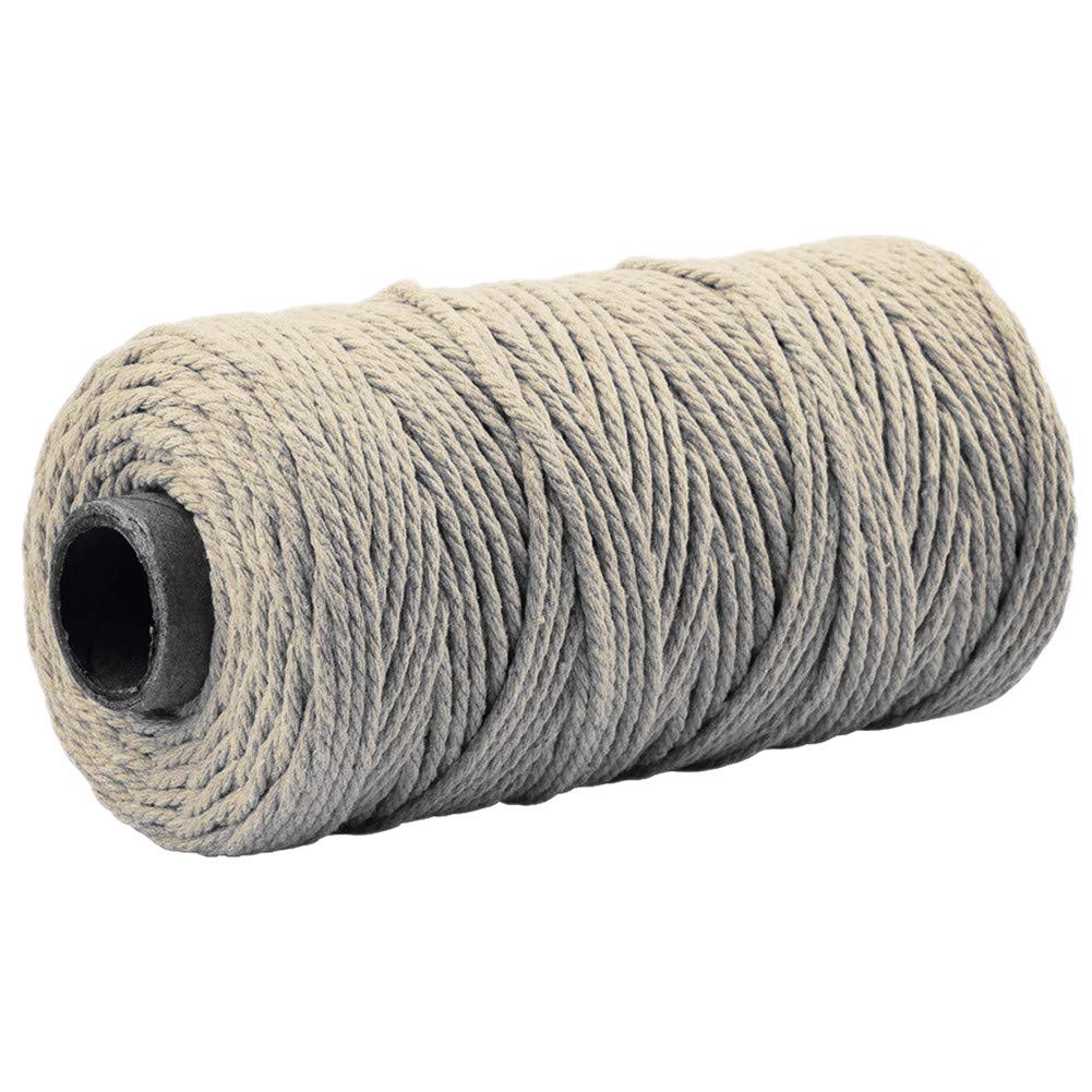 3mmx100m Macrame Cotton Cord 4 Strand Twisted Twine Strings Rope for Wrapping Plant Hanger Knitting Tapestry DIY Home Craft (Wheat)