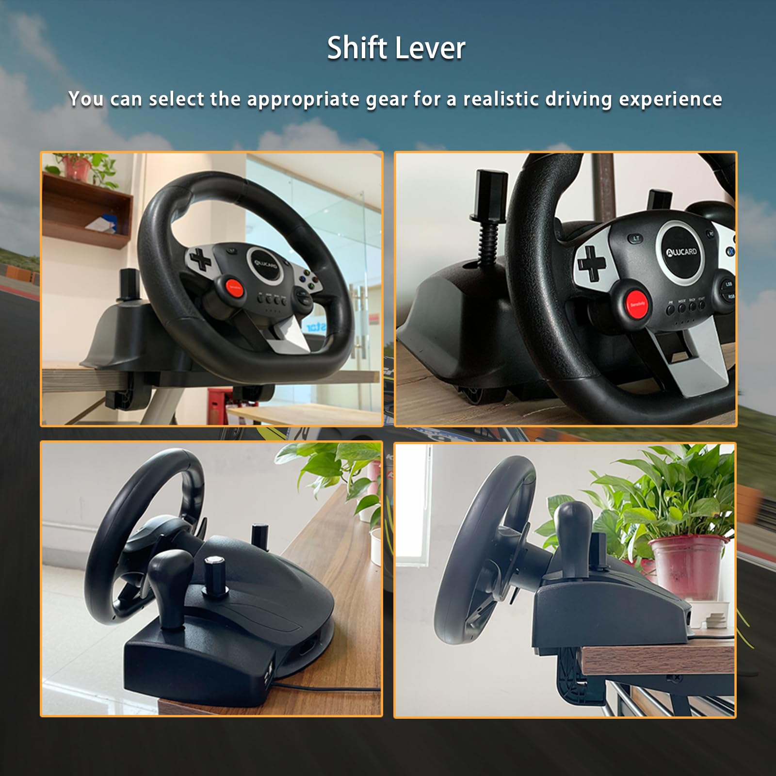 VooFun Gaming Lenkrad für PC/PS4/Switch/PS3/Xbox One/Xbox 360 mit Pedalen 5
