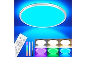 RGB LED Ceiling Light Fixtures, 28W Flush Mount Ceiling Light Dimmable 3000-6500K Super Bright Ultra-Thin Round Ceiling Light
