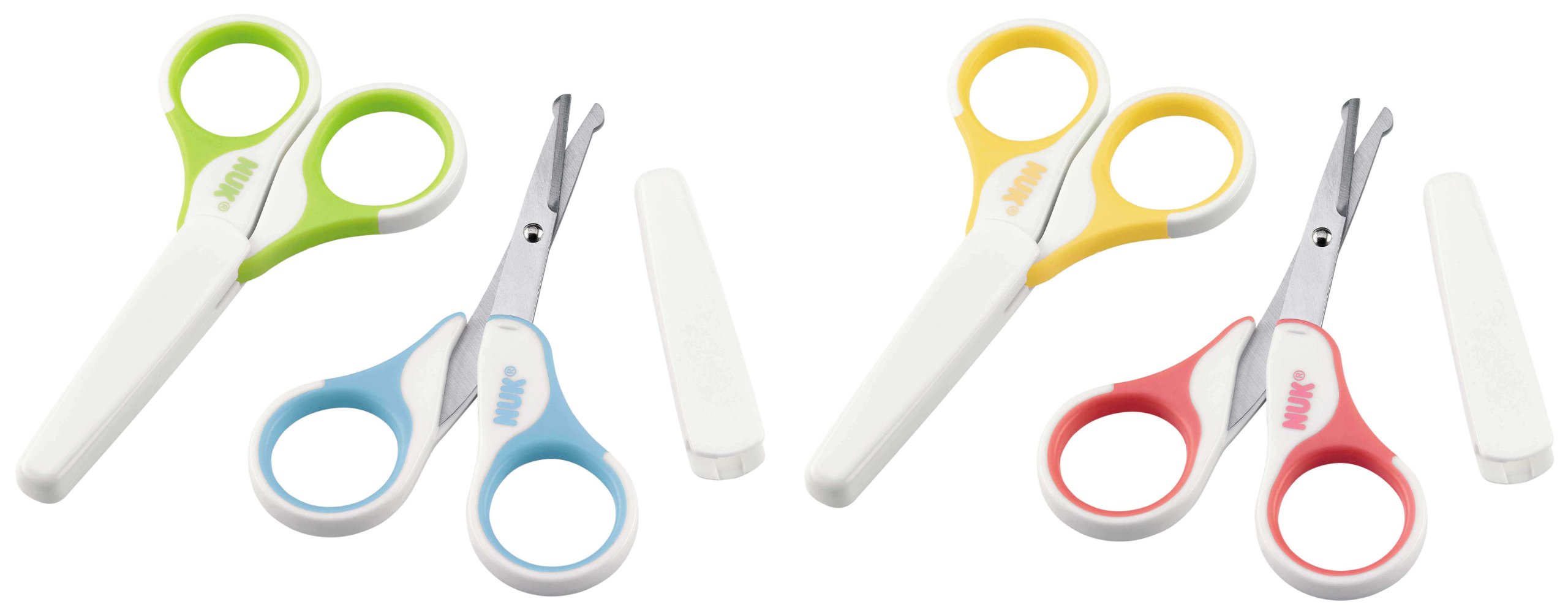 NUK 10256257 Safety Children's Scissors with Rounded Blades and Protective Cap Assorted Colours
