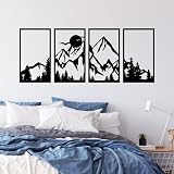 ESTART 4 Pcs Mountain Range Metal Wall Art Decor 25 x 43 cm Rustic Black view 6
